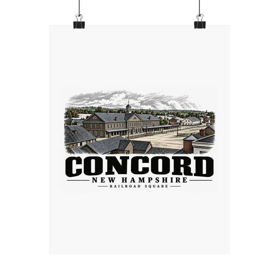 11 x 14 front of Railroad Square, 1858 matte poster, Concord, New Hampshire.