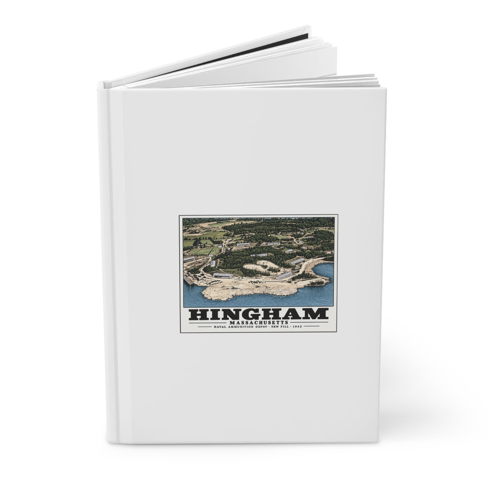 Construction progress New fill USNAD, Hingham, MA Matte Hardcover Journal - Boston Harbor