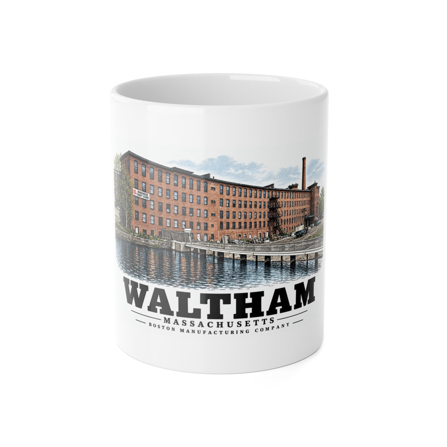 Illustrated Boston Manufacturing Company in Waltham on ceramic mug