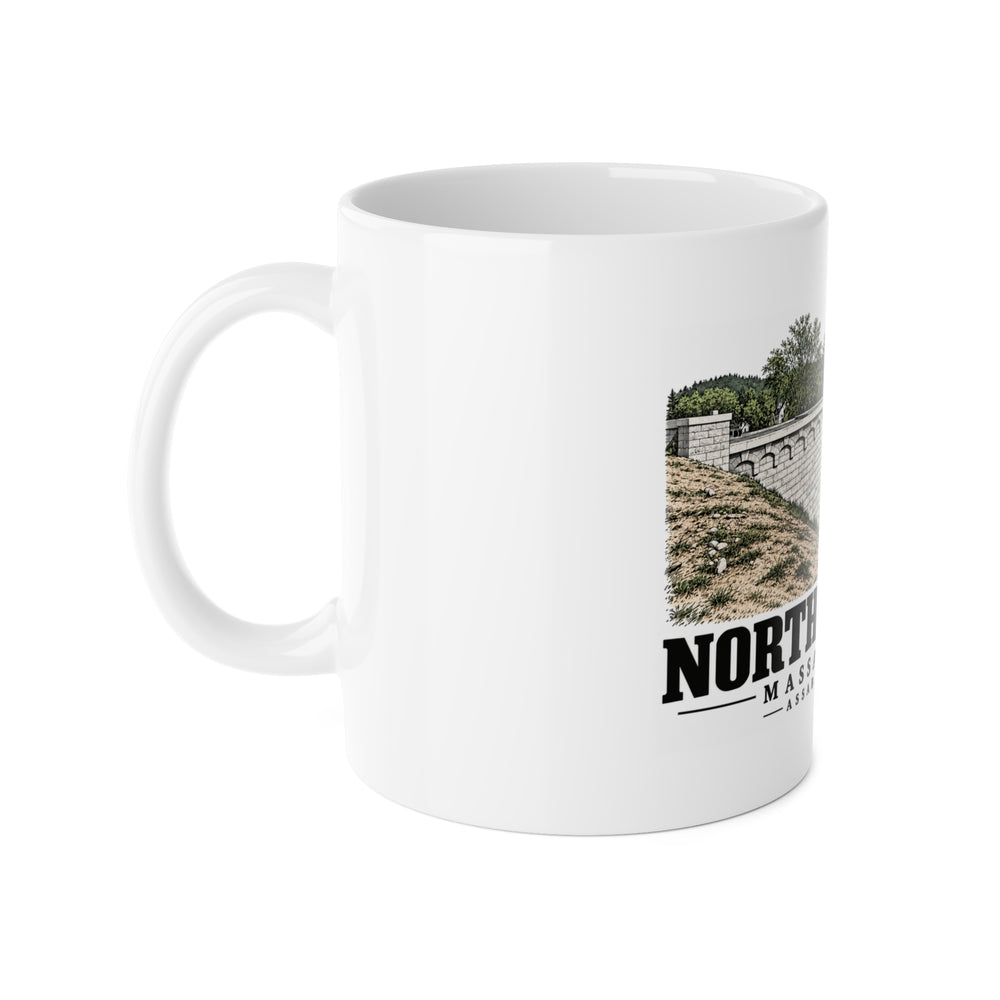 Illustrated Assabet Aqueduct in Northborough on ceramic mug