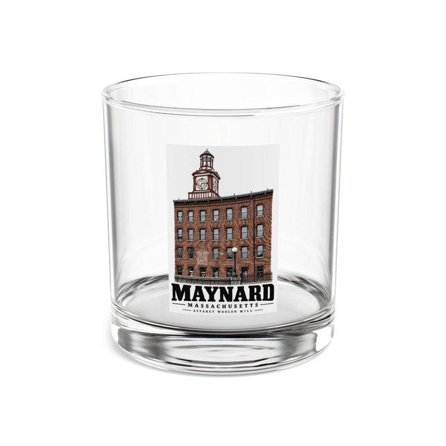 Illustrated Assabet Woolen Mill in Maynard on rocks glass