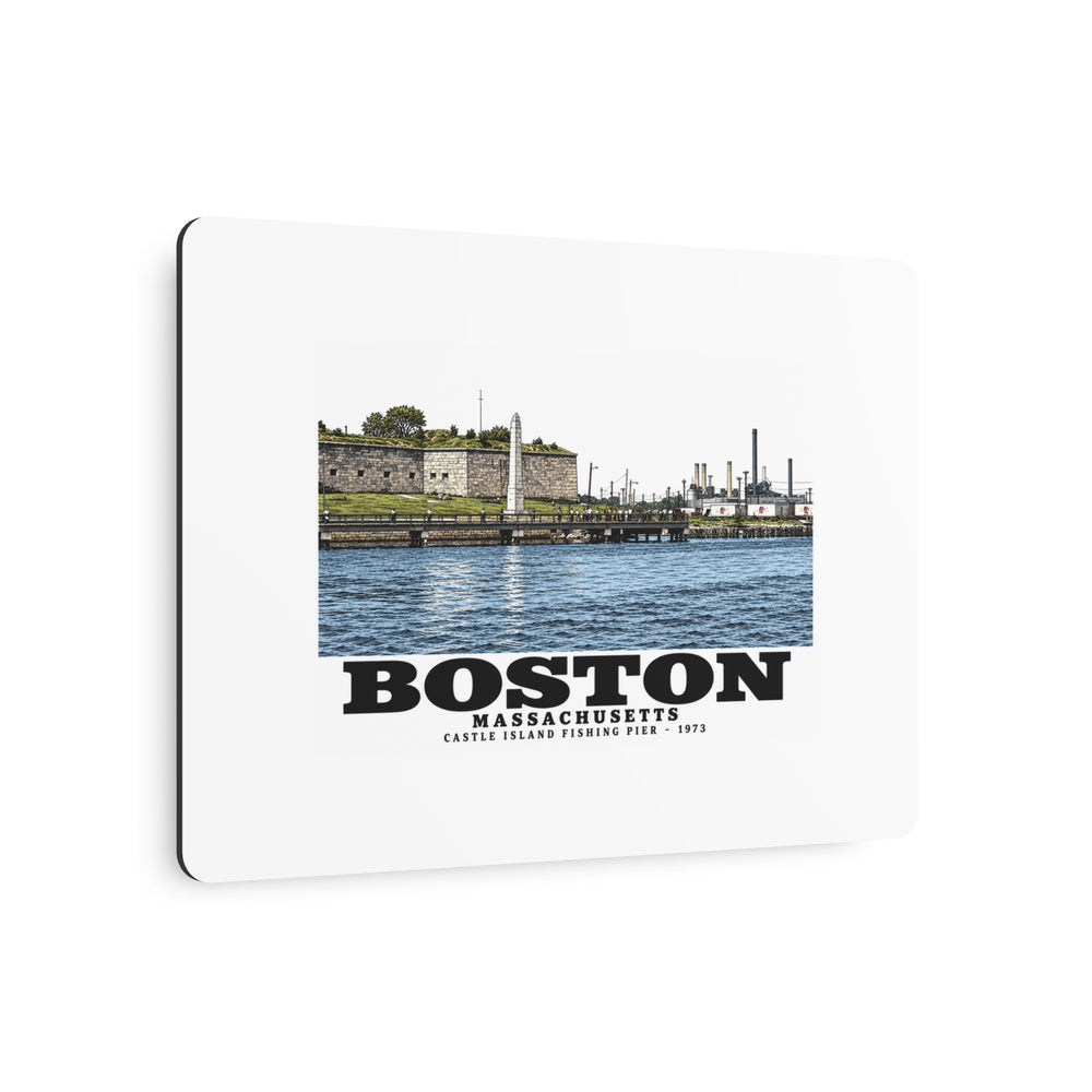 Castle Island, includes Fishing Pier 7 × 5 in Horizontal Metal Wall Art - Boston Harbor