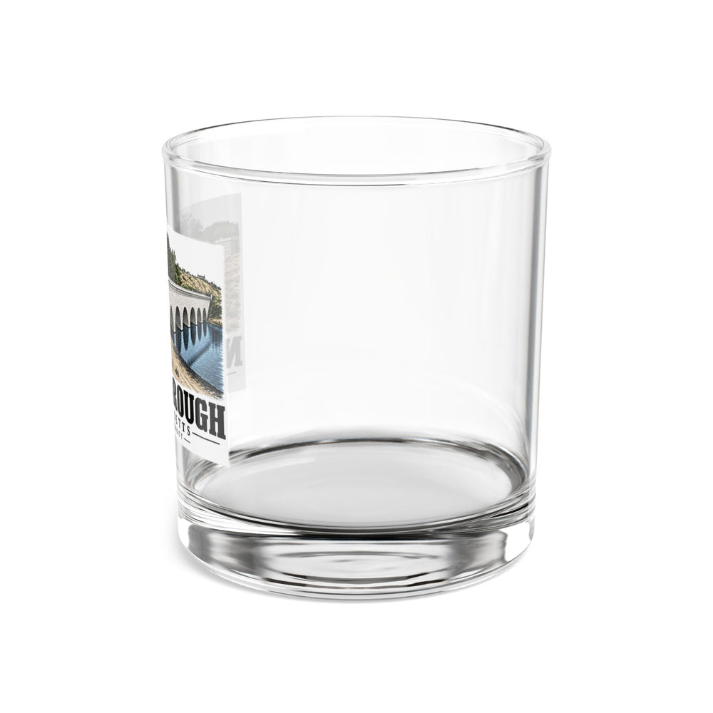 Illustrated Assabet Aqueduct in Northborough on rocks glass