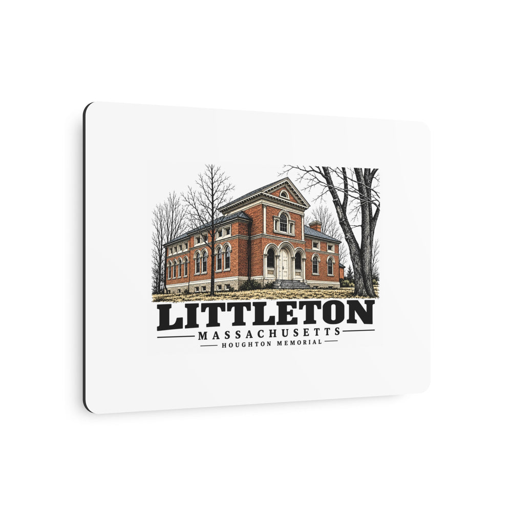 Illustrated Houghton Memorial in Littleton on metal art sign