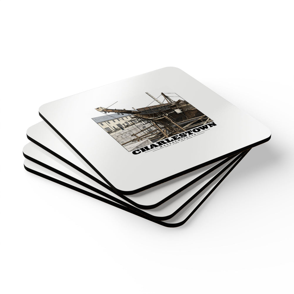 Dry Dock, Charlestown Navy Yard Cork Back Coaster Set - Boston Harbor