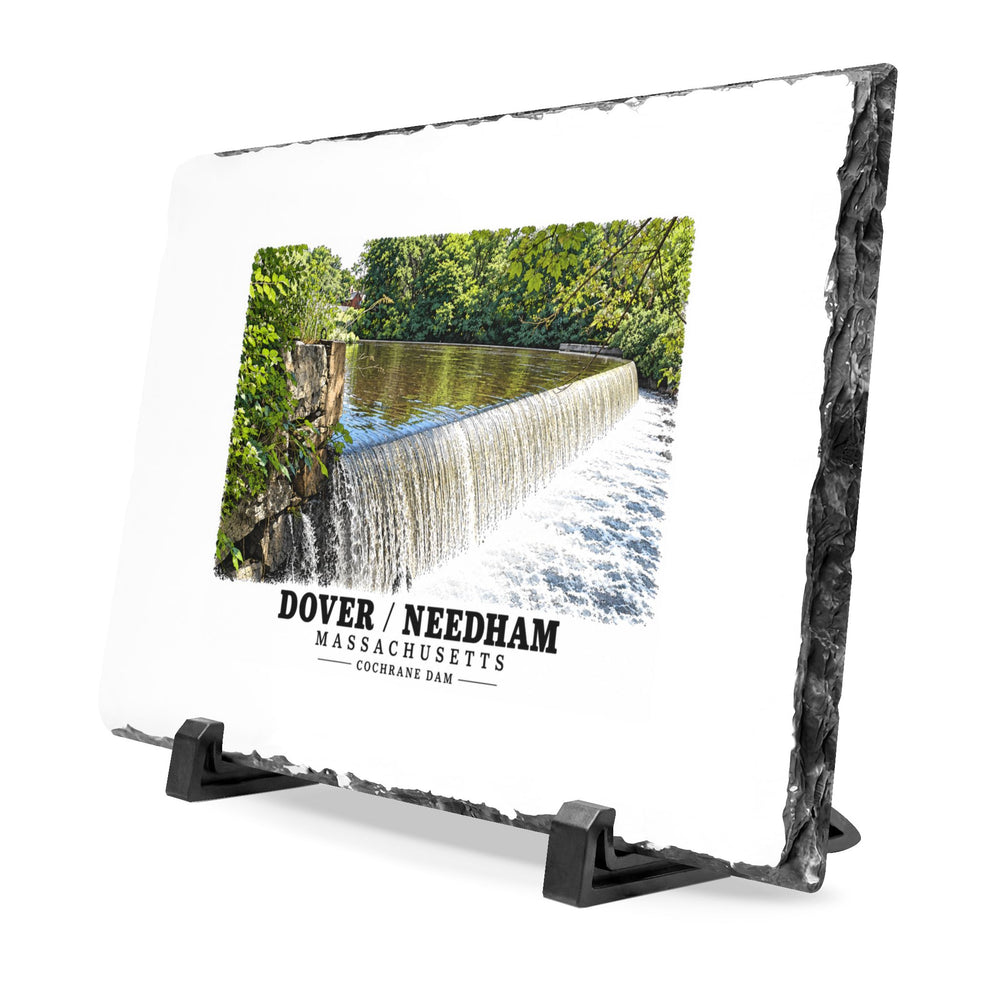 Dam on the Charles River, Dover MA.jpg 7 × 11 in Slate Desk Plaque - Charles River