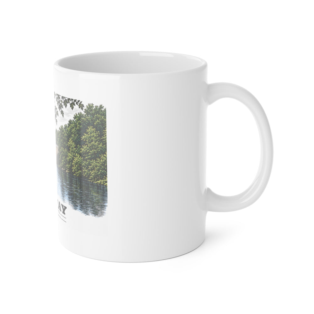 Sanford Mills and Sanford Street Bridge, Charles River, Medway village 11 oz White Ceramic Mug - Charles River