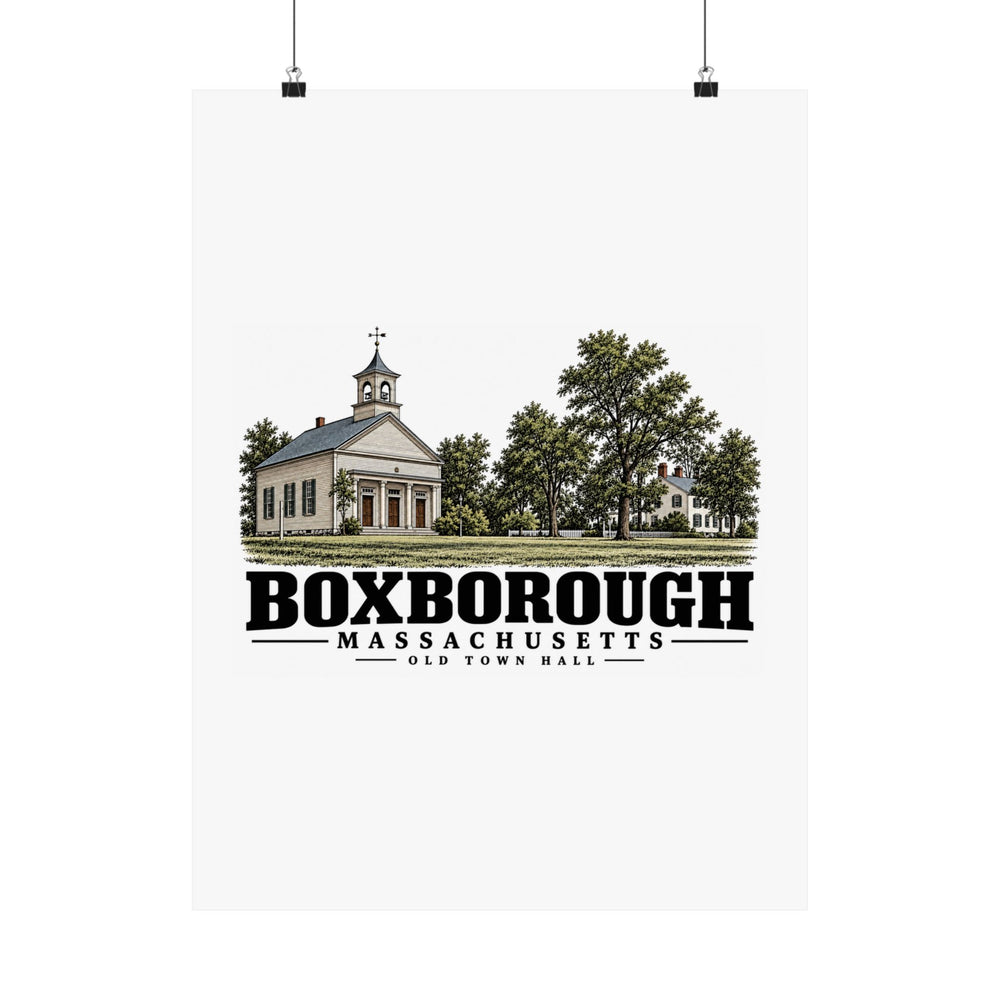 Illustrated Old Town Hall in Boxborough on unframed matte poster