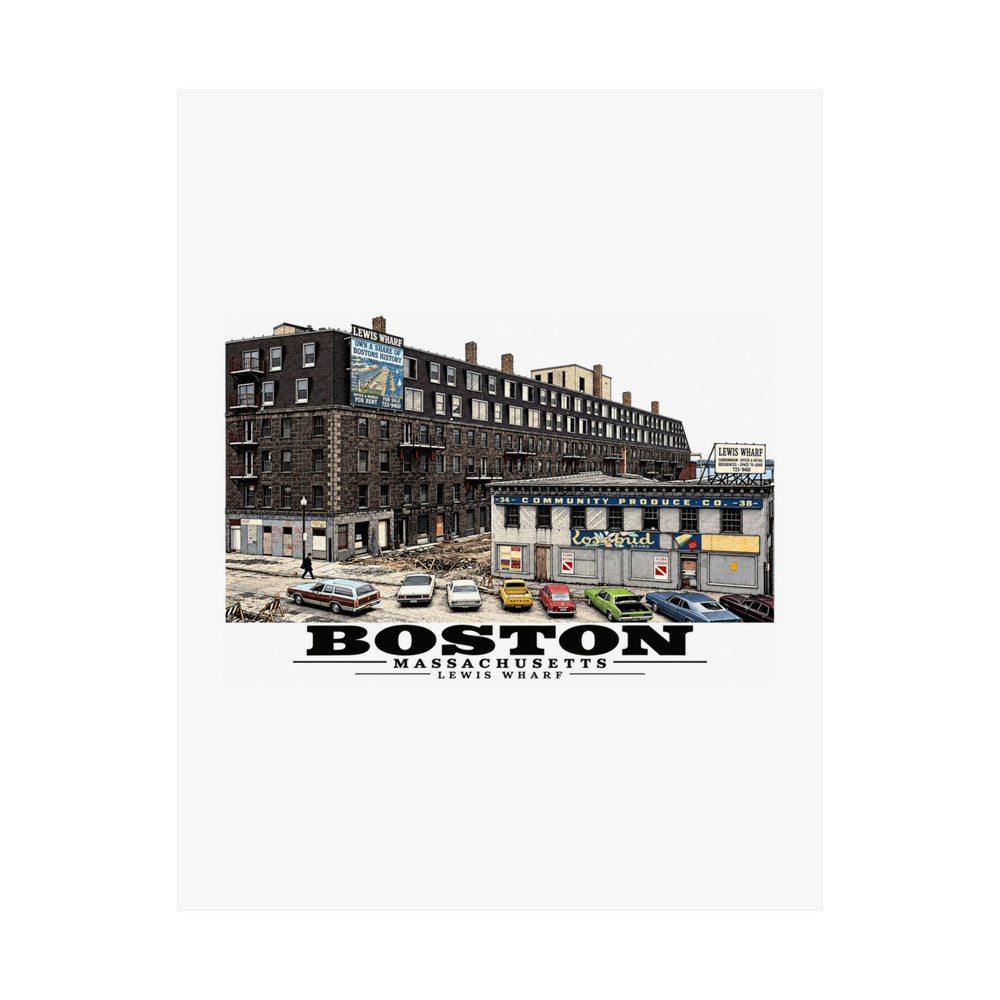 Lewis Wharf Matte Heritage Poster — 11 × 14 and 18 × 24 in - Boston Harbor