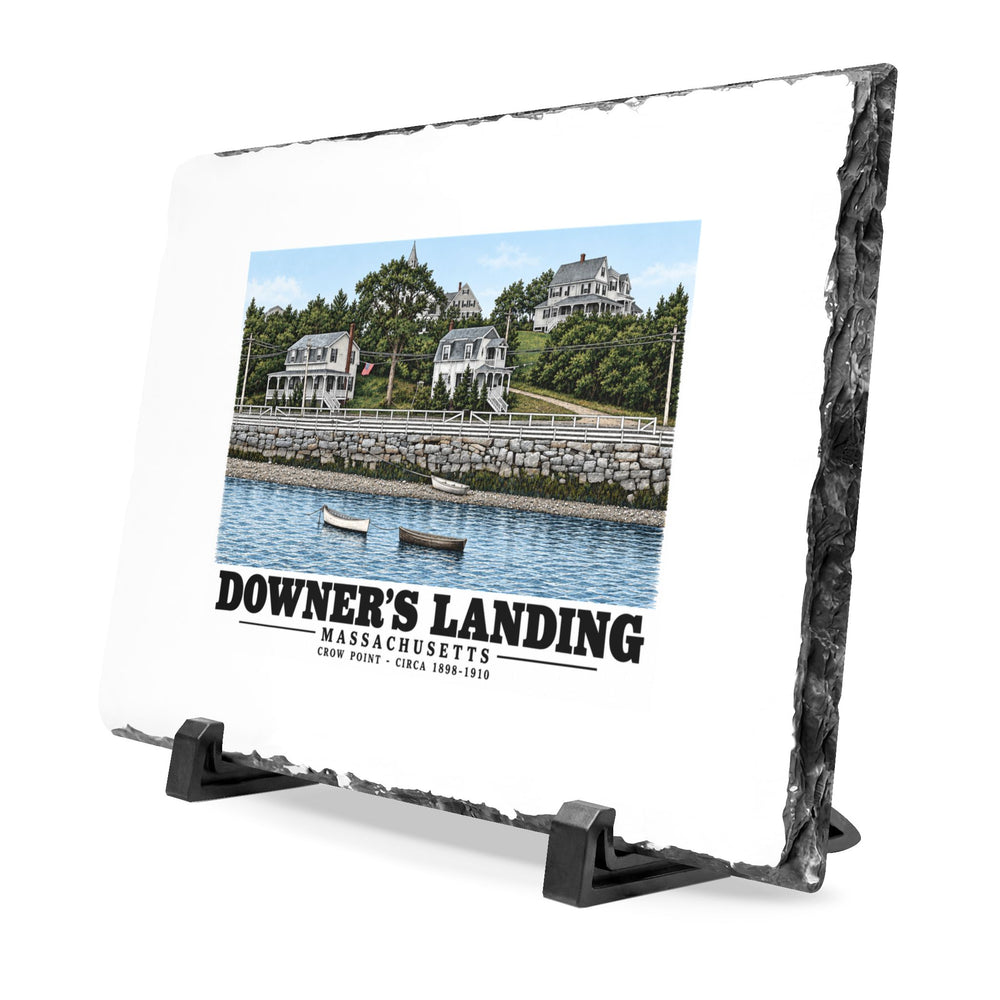 Downer's Landing, Mass. 7 × 11 in Slate Desk Plaque - Boston Harbor