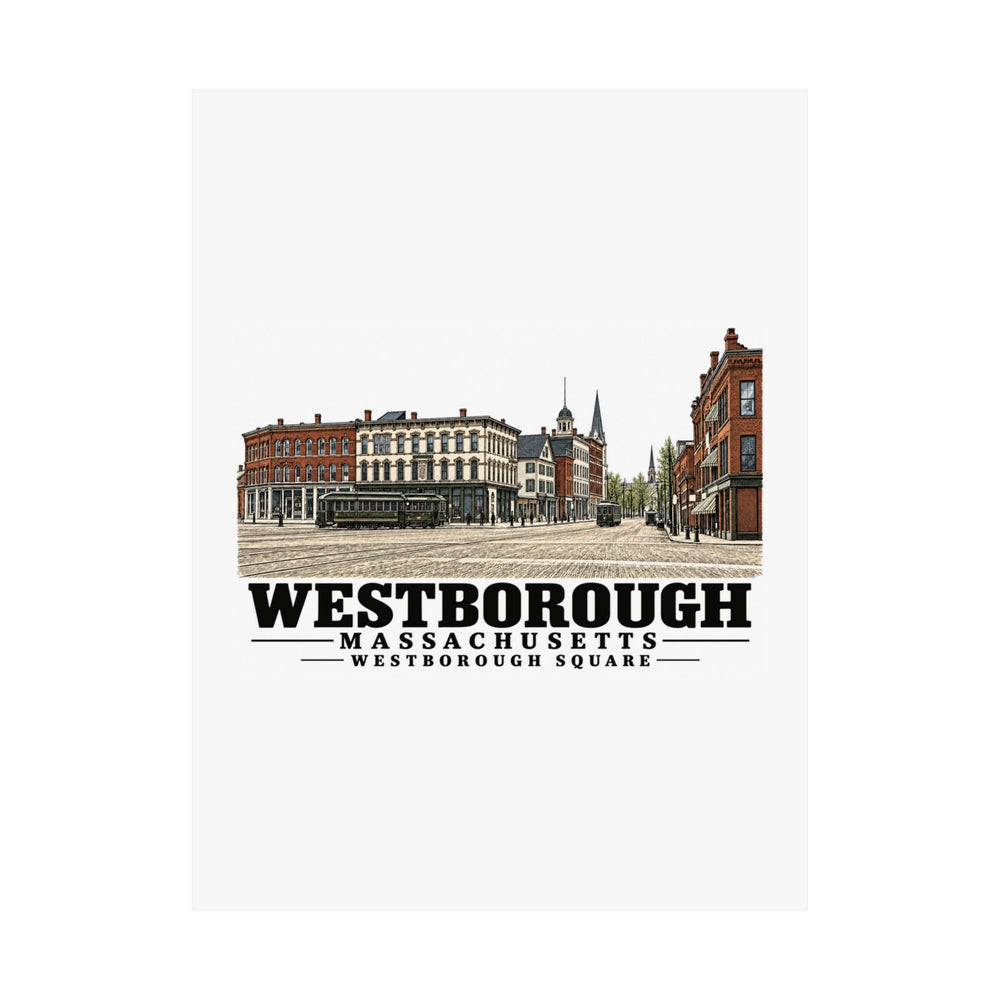 Illustrated Westborough Square in Westborough on unframed matte poster