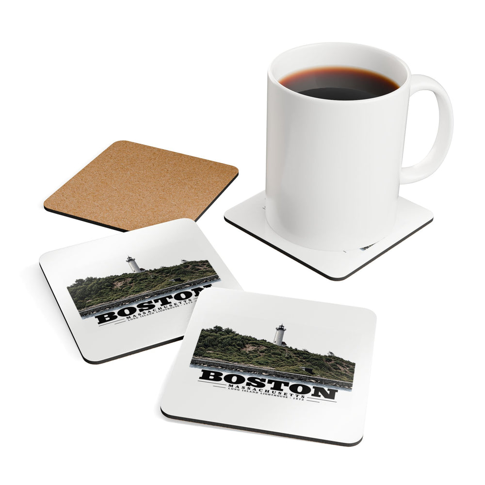 Long Island Lighthouse Cork Back Coaster Set - Boston Harbor