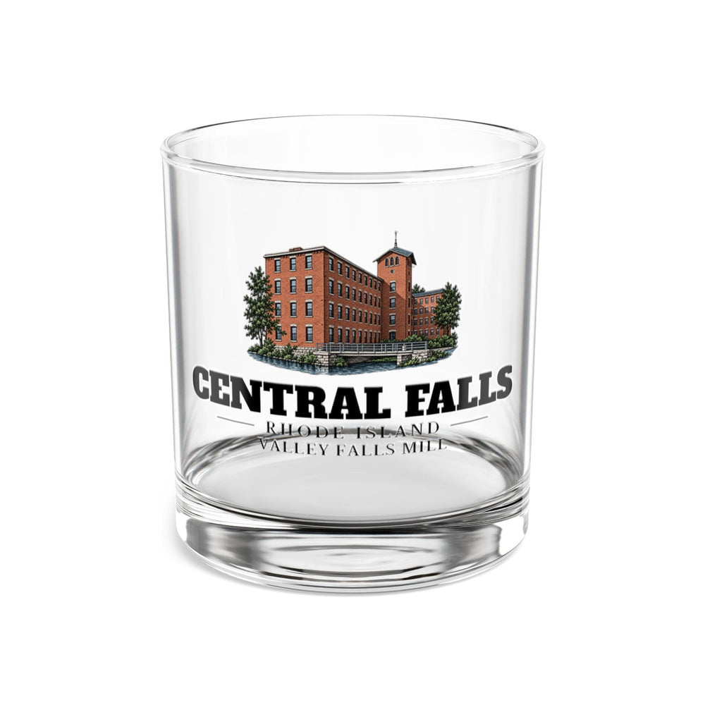 Front view of Central Falls Valley Falls Mill 10 oz Rocks Glass