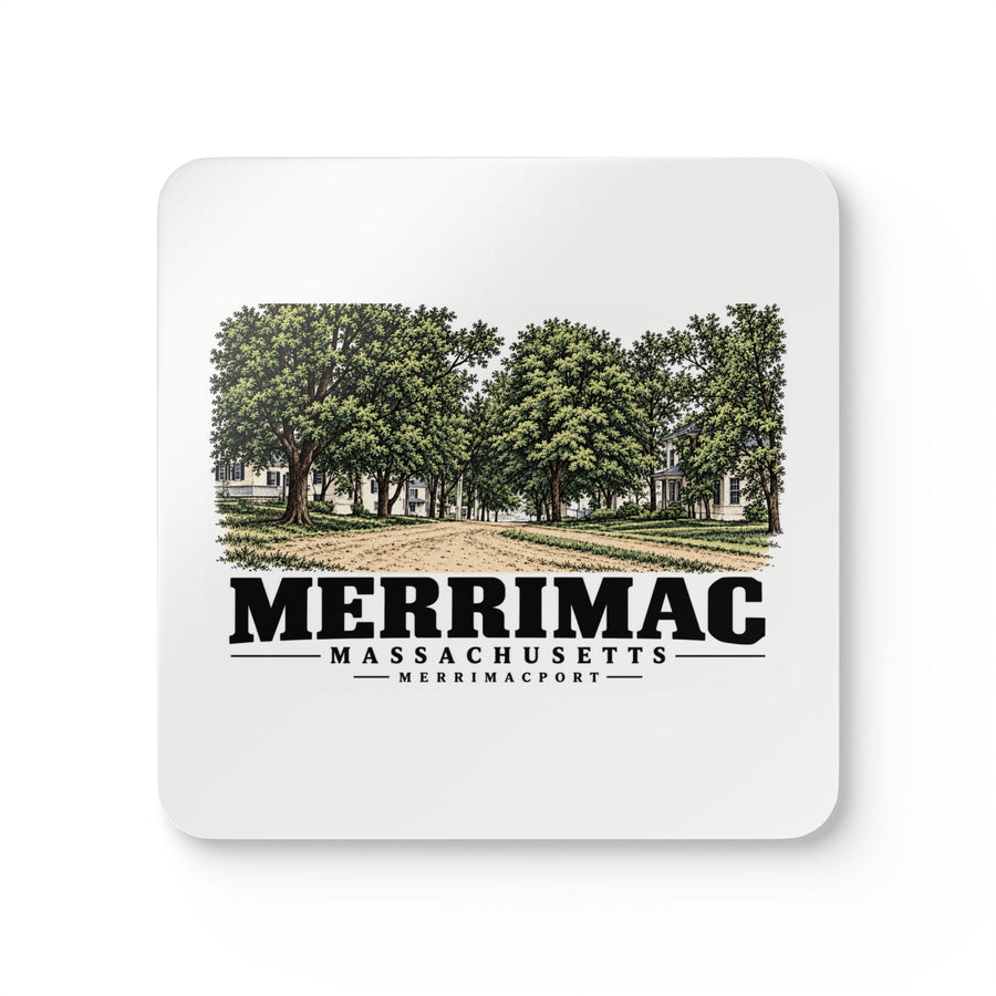 Merrimac Merrimac Street looking east, Merrimacport Cork Back Coaster Set - Merrimack Valley Goods