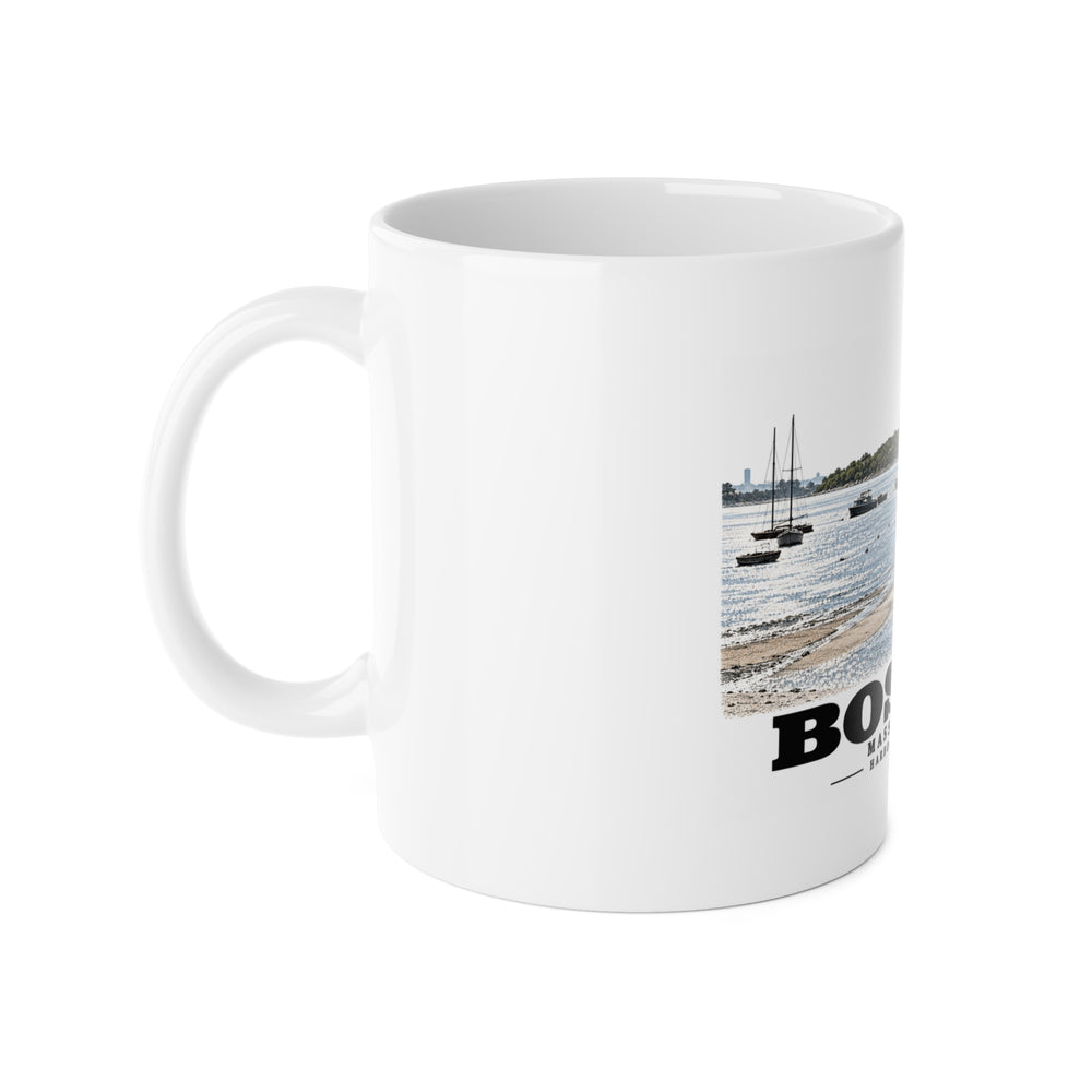 Boston Harbor Islands from Morrissey Boulevard - Toward Thompsons Island 11 oz White Ceramic Mug - Boston Harbor