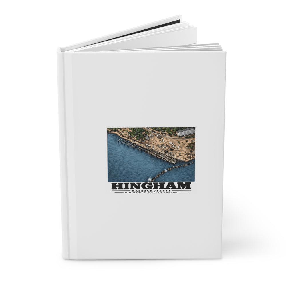 Construction of New Dock at Old USNAD Hingham, MA Matte Hardcover Journal - Boston Harbor