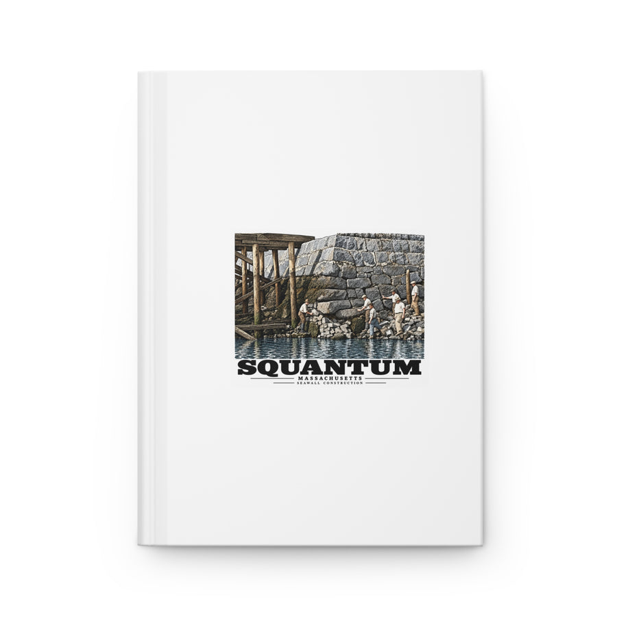 Repairing seawall near administration Building, Squantum Matte Hardcover Journal - Boston Harbor