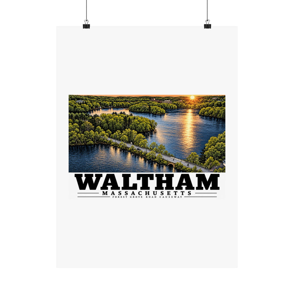 Illustrated Forest Grove Road Causeway in Waltham on unframed matte poster