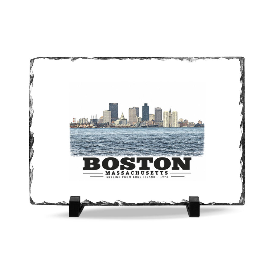 Skyline from near Long Island 7 × 11 in Slate Desk Plaque - Boston Harbor