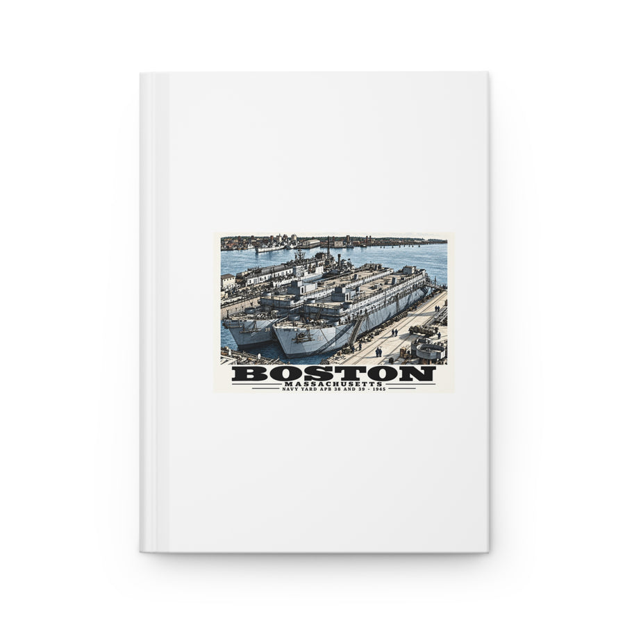 Illustrated APB-38 and APB-39 at Boston Navy Yard in Charlestown on matte hardcover journal