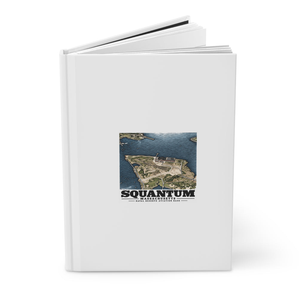 NRAB Squantum Boston, MA landing field and buildings looking north into Dorchester Bay Matte Hardcover Journal - Boston Harbor