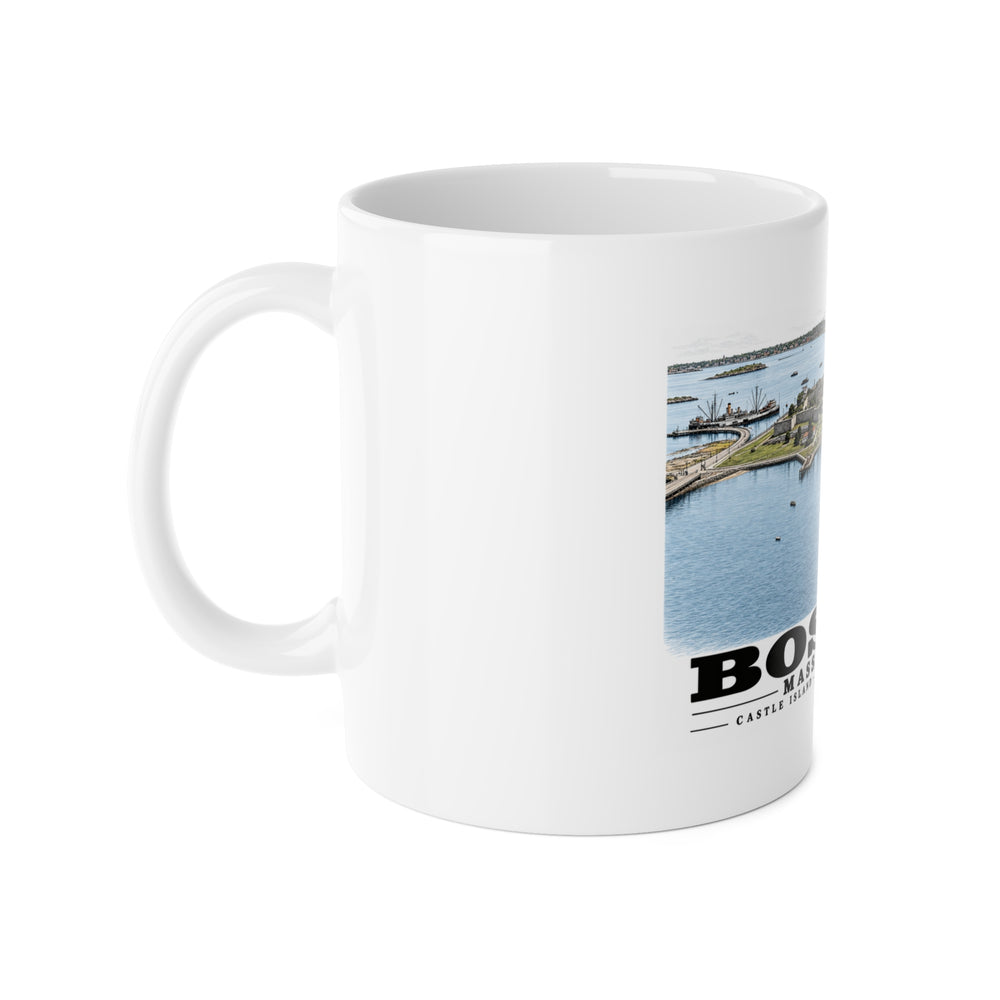 Castle Island, Boston 11 oz White Ceramic Mug - Boston Harbor