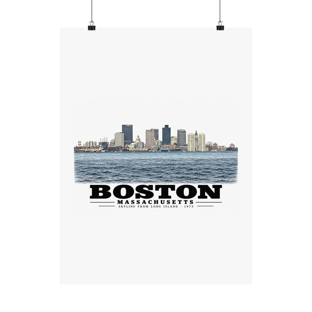 Skyline from near Long Island Matte Heritage Poster — 11 × 14 and 18 × 24 in - Boston Harbor