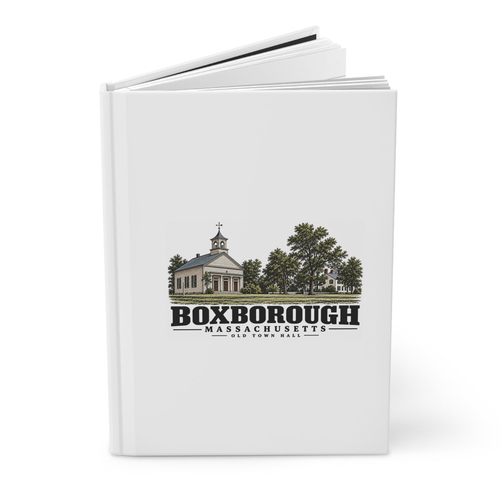 Illustrated Old Town Hall in Boxborough on matte hardcover journal