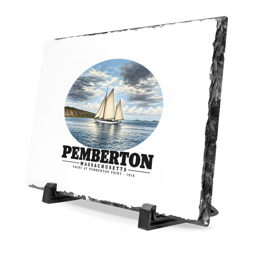 Yacht, Pemberton Hull 7 × 11 in Slate Desk Plaque - Boston Harbor