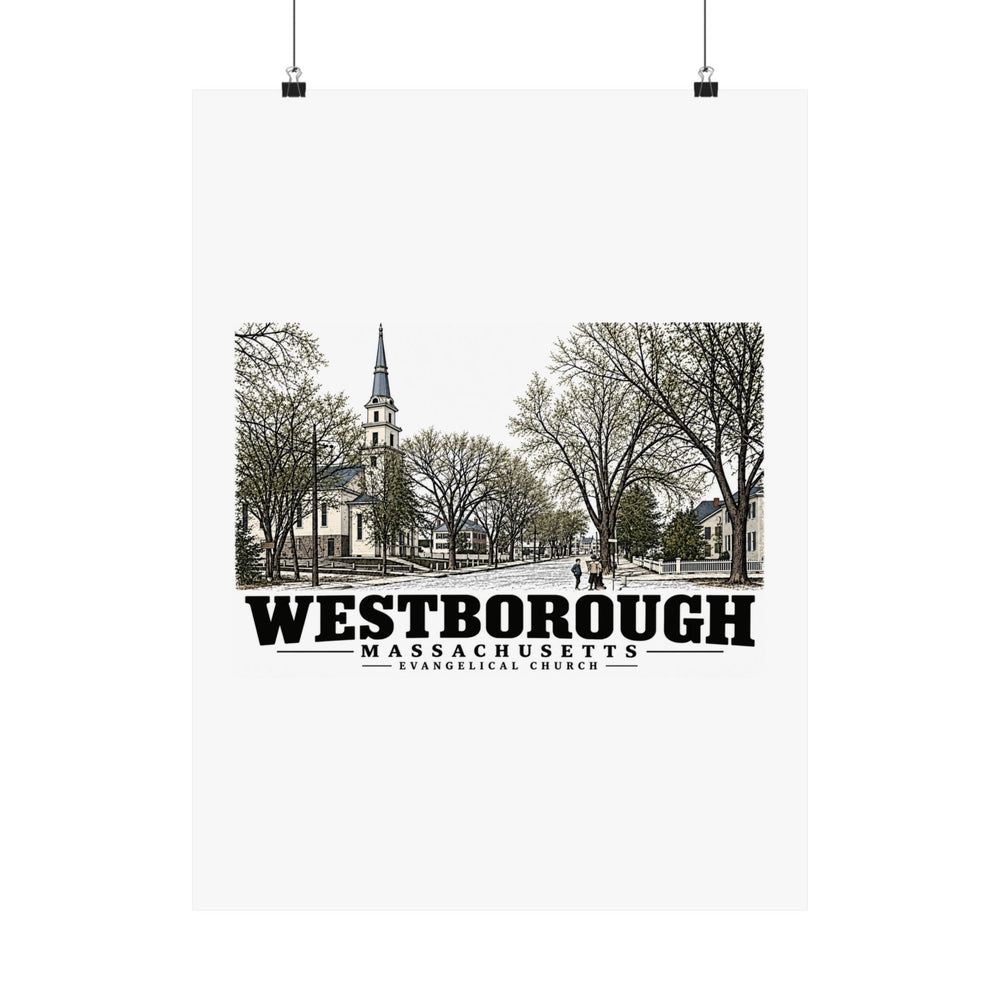 Illustrated Evangelical Church in Westborough on unframed matte poster