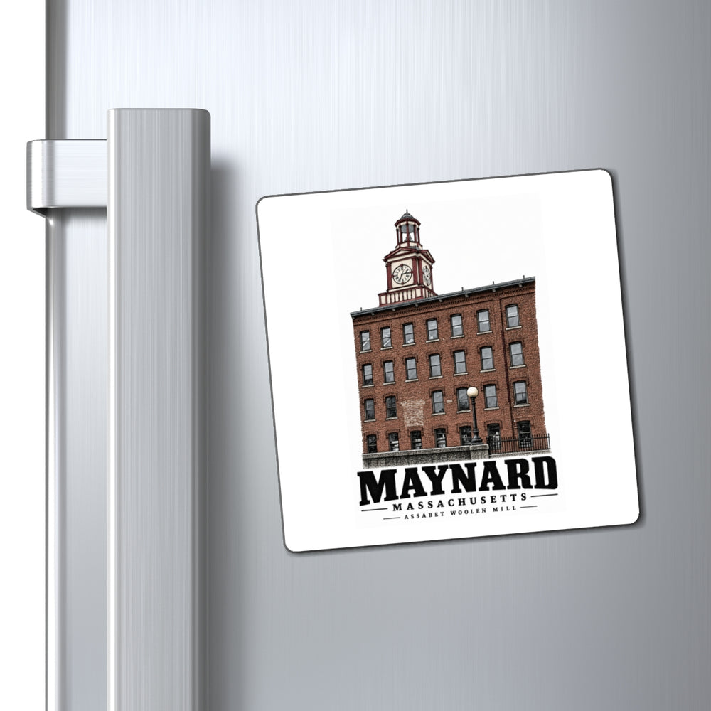 Illustrated Assabet Woolen Mill in Maynard on square magnet