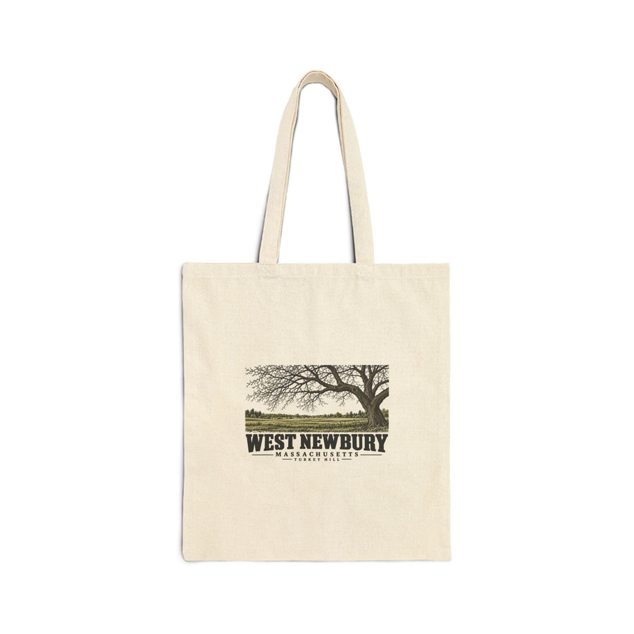 Turkey Hill landscape, historic John Brown homestead vicinity Natural + Black Heavy Canvas Tote - Merrimack Valley Goods