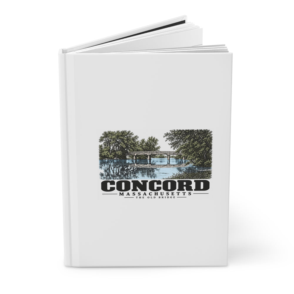 Illustrated The Old Bridge in Concord on matte hardcover journal