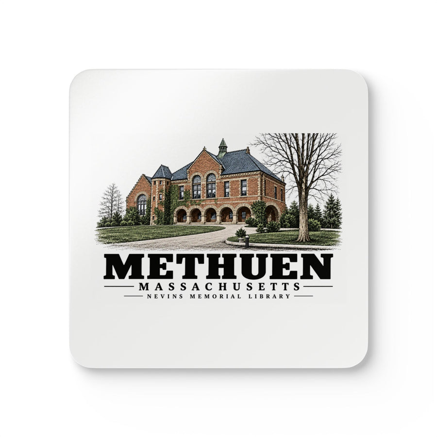 Methuen The Nevins Memorial Library, p.100 lower image Cork Back Coaster Set - Merrimack Valley Goods