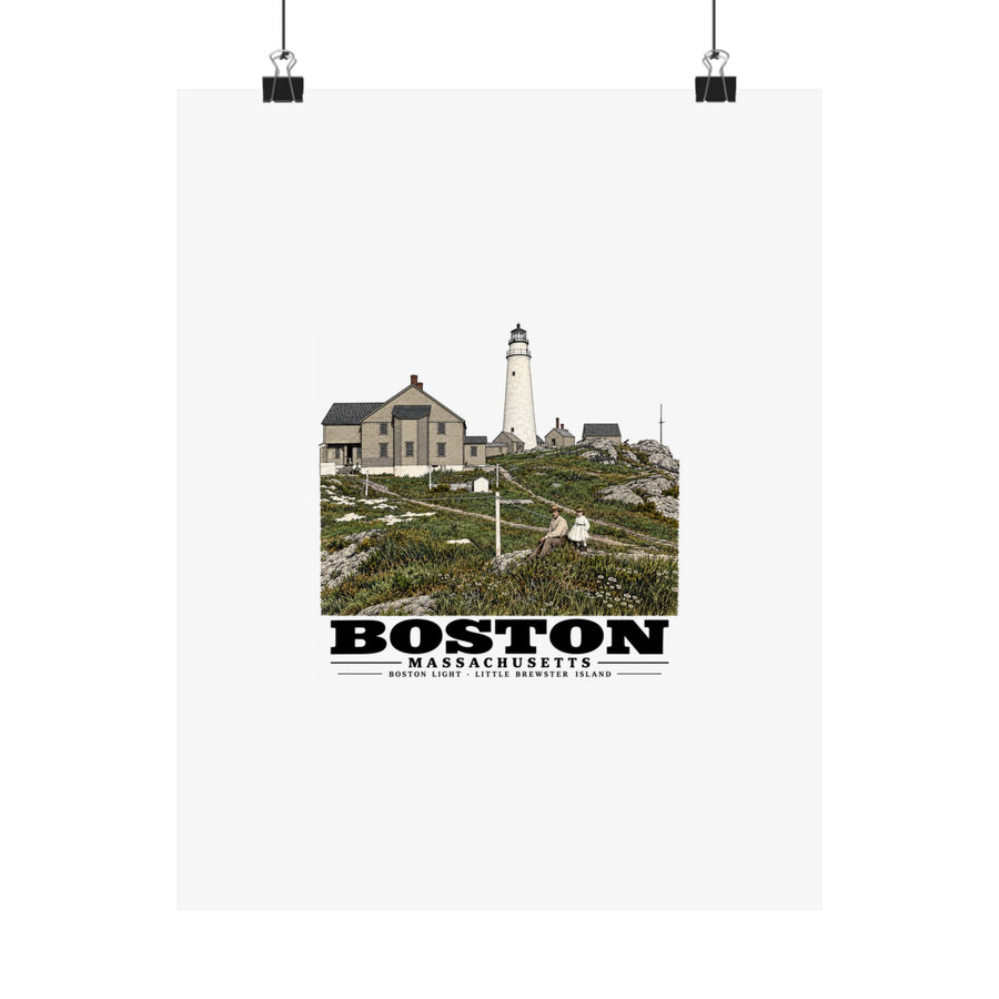 Boston Lower Light and Little Brewster, East Matte Heritage Poster — 11 × 14 and 18 × 24 in - Boston Harbor