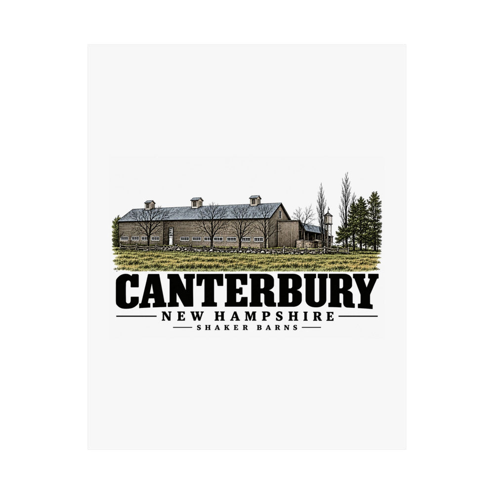 11 x 14 unclipped front of Shaker Barns matte poster, Canterbury, New Hampshire.