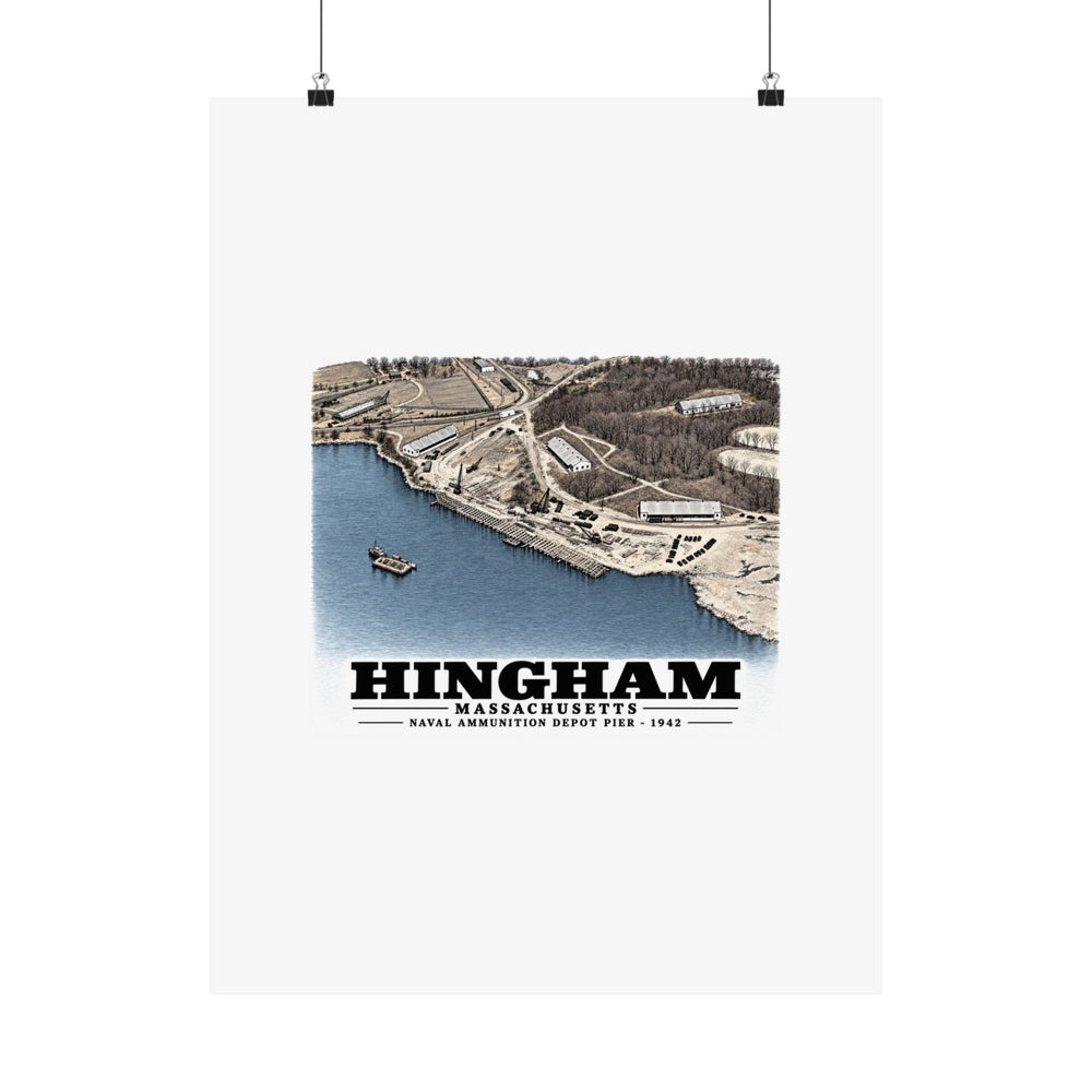 Construction progress New pier USNAD, Hingham, MA Matte Heritage Poster — 11 × 14 and 18 × 24 in - Boston Harbor