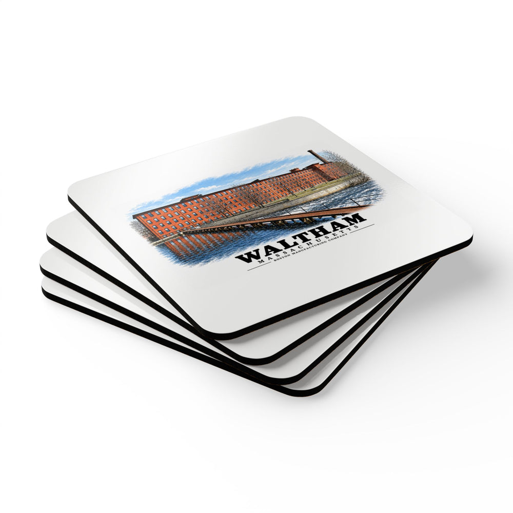 Boston Manufacturing Company, 144-190 Moody Street; Moody Street Dam, Charles River Cork Back Coaster Set - Charles River