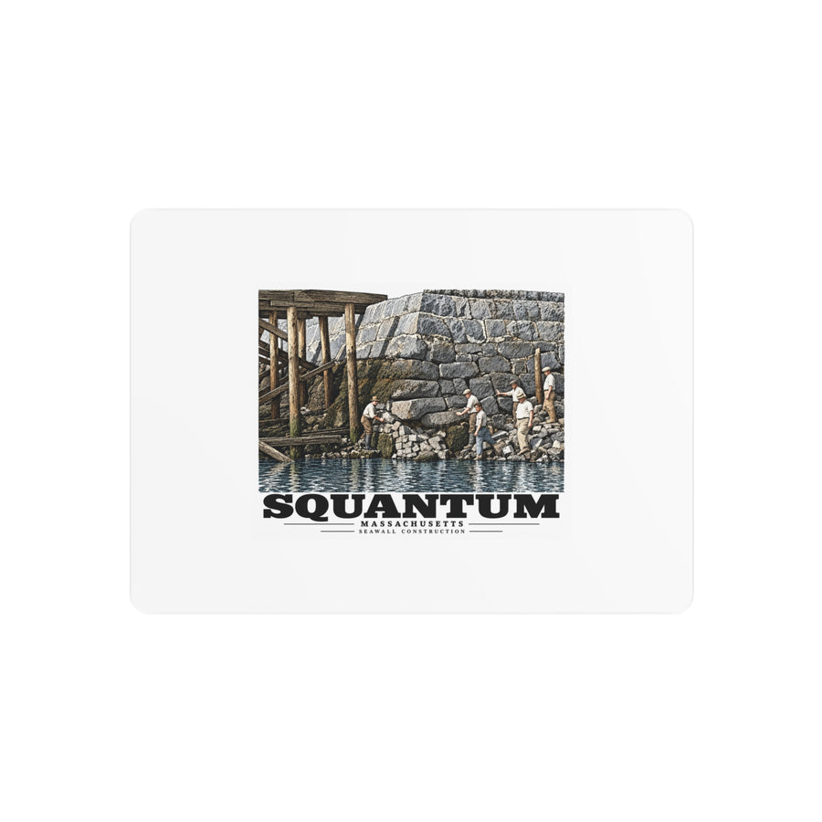 Repairing seawall near administration Building, Squantum 7 × 5 in Horizontal Metal Wall Art - Boston Harbor