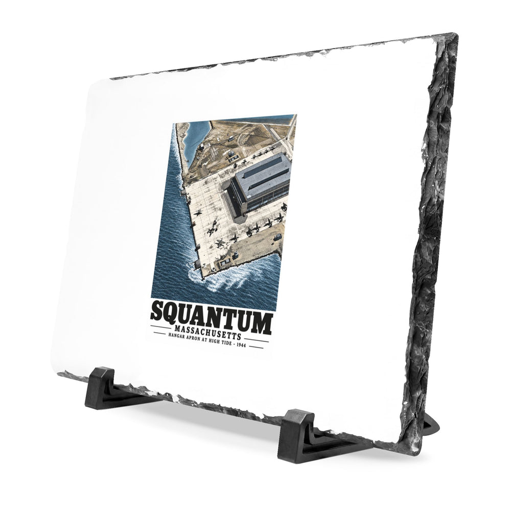 NAS Squantum at high tide 7 × 11 in Slate Desk Plaque - Boston Harbor