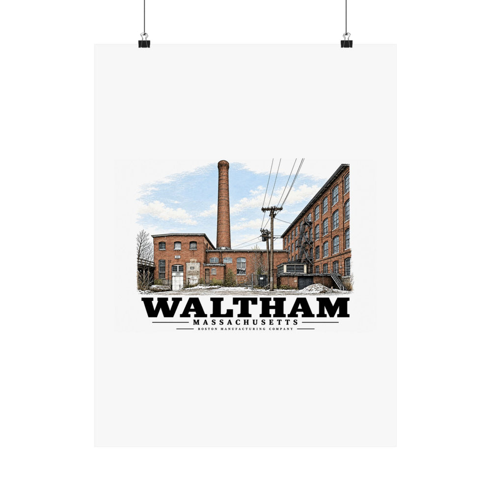 Illustrated Boston Manufacturing Company in Waltham on unframed matte poster