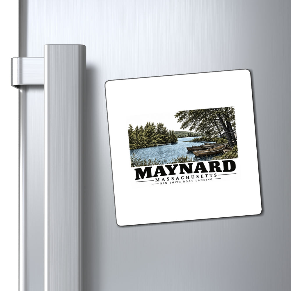Illustrated Ben Smith Boat Landing in Maynard on square magnet