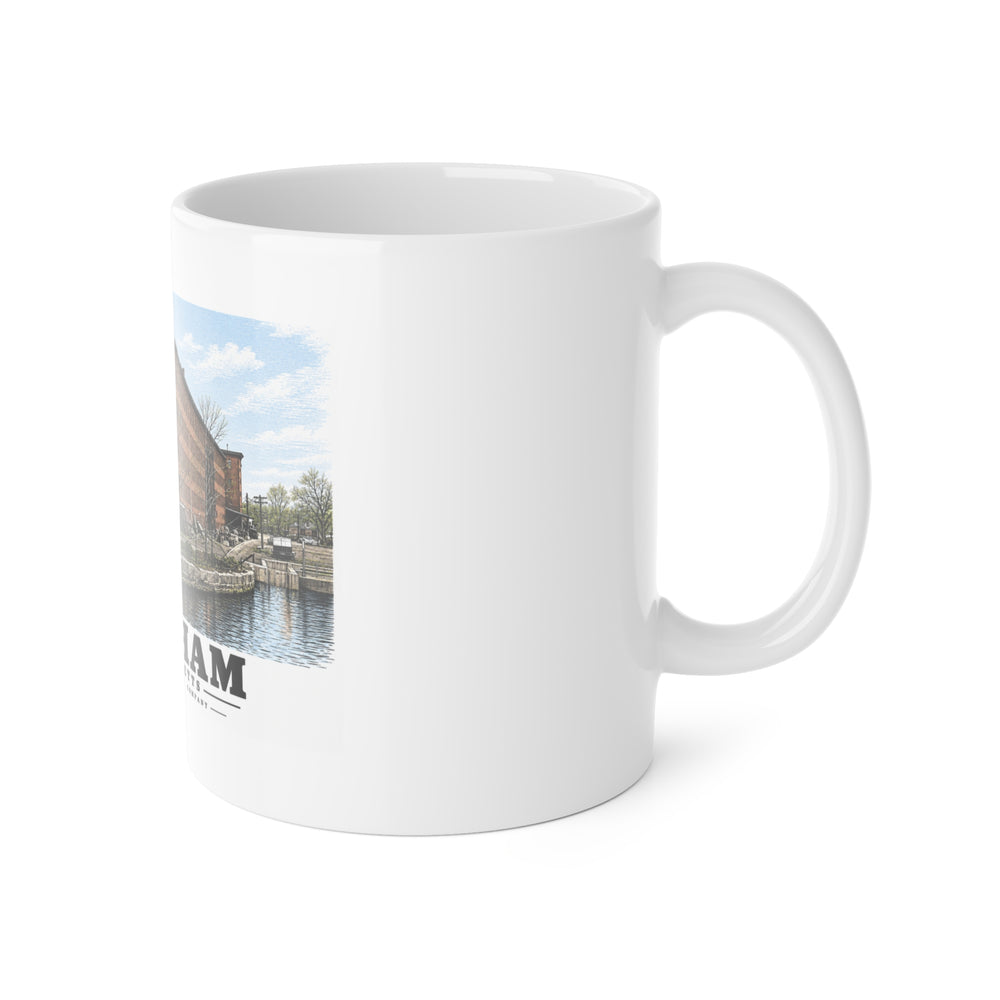 Illustrated Boston Manufacturing Company in Waltham on ceramic mug