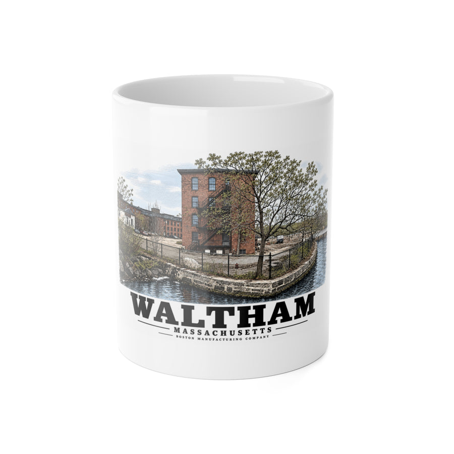 Illustrated Boston Manufacturing Company in Waltham on ceramic mug