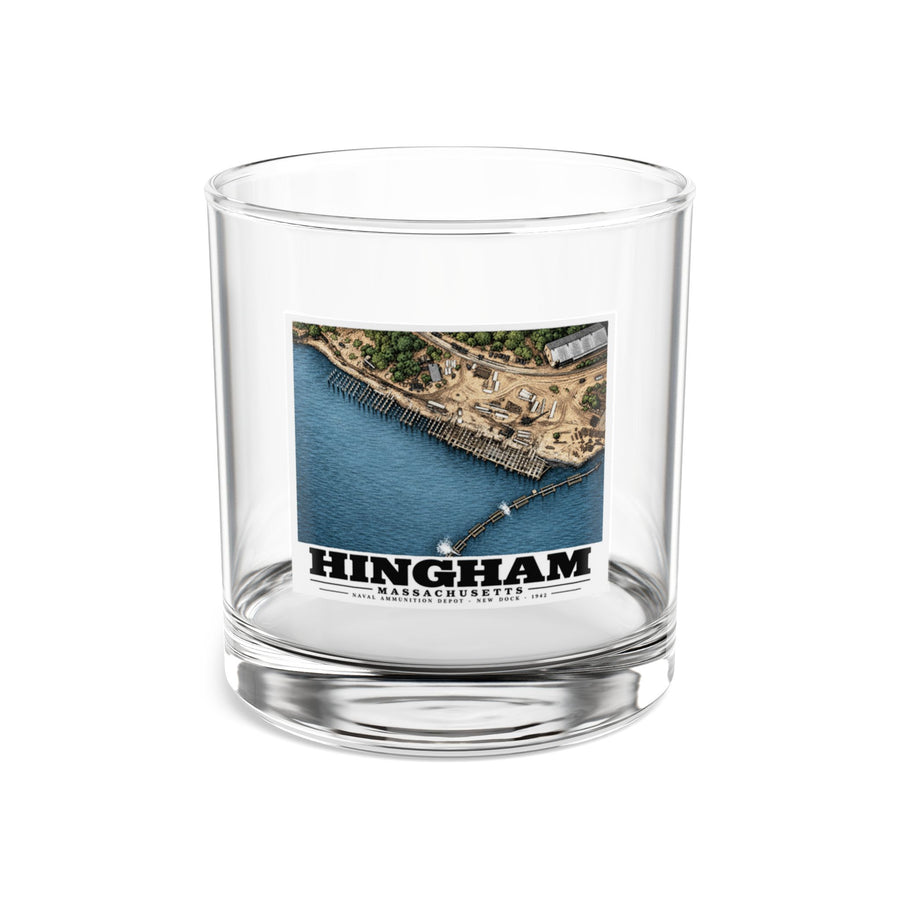 Construction of New Dock at Old USNAD Hingham, MA 10 oz Rocks Glass - Boston Harbor