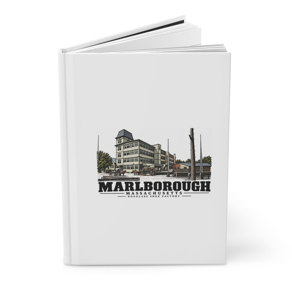 Illustrated Douglass Shoe Factory in Marlborough on matte hardcover journal