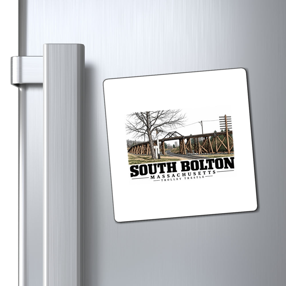 Illustrated Trolley Trestle in South Bolton on square magnet