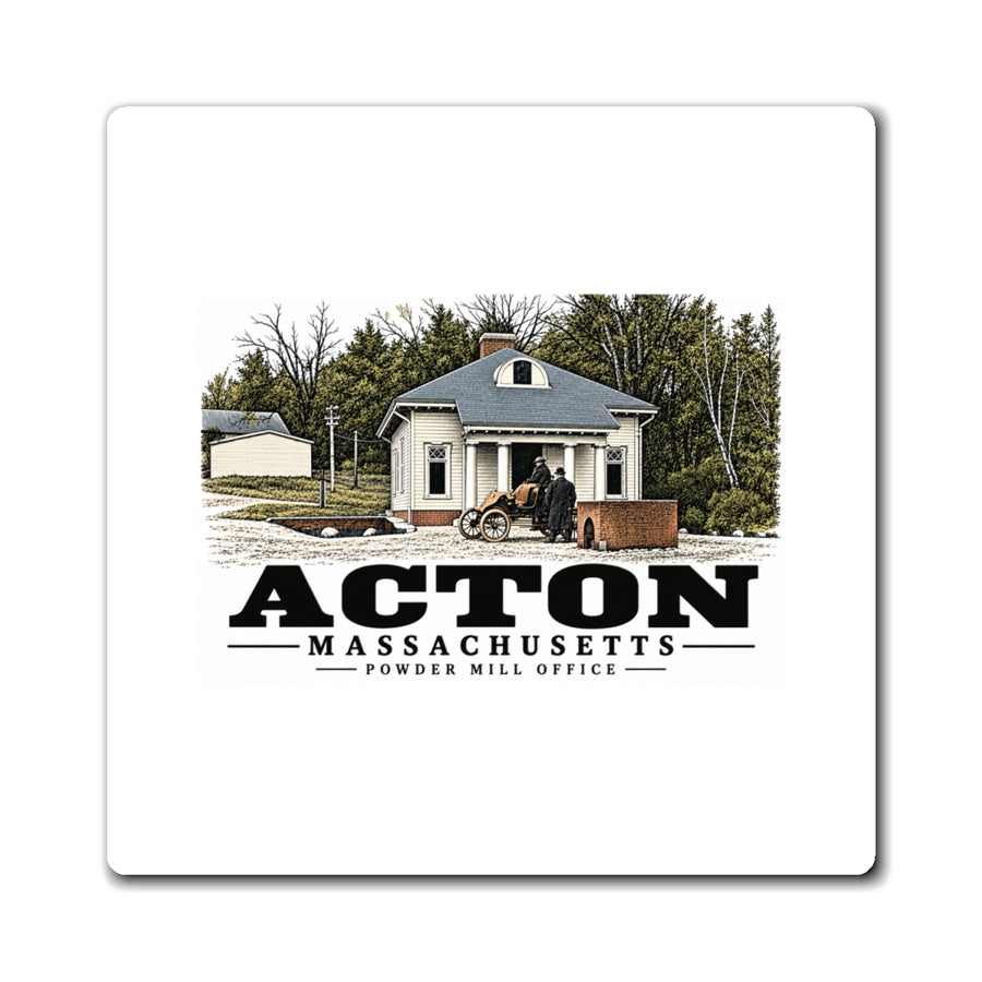 Illustrated Powder Mill Office in Acton on square magnet