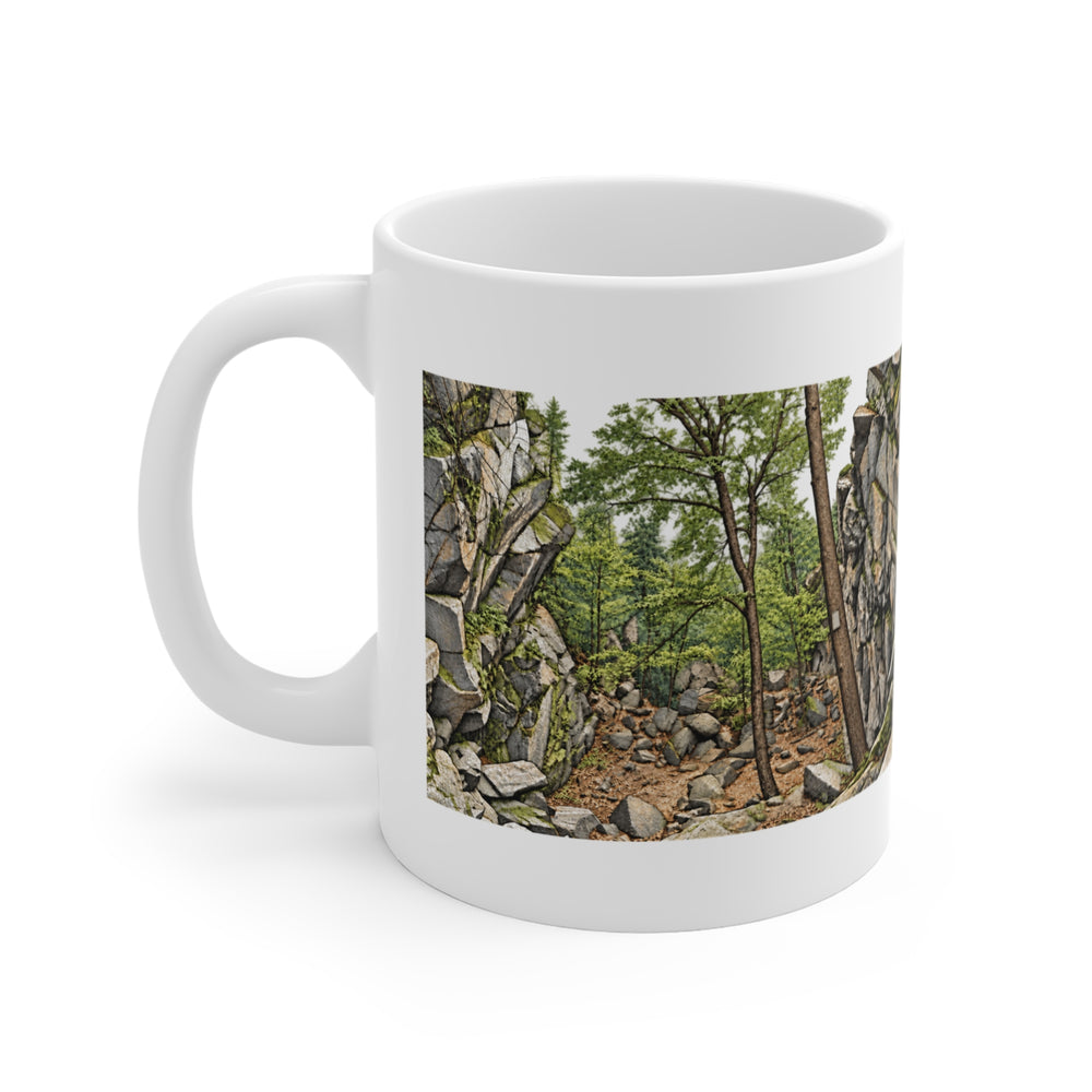 Sutton Purgatory Chasm 11 oz ceramic mug — artwork view, handle left — Familiar History