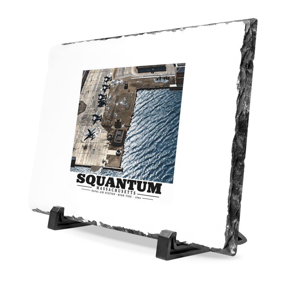 NAS Squantum at high tide 7 × 11 in Slate Desk Plaque - Boston Harbor